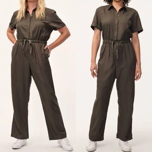 Commonry Australia The All Day Linen Jumpsuit Utility Army‎ Green Size 10 Boiler